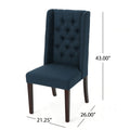 Dining Chair Navy Blue Wood Fabric
