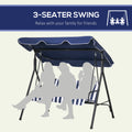 Outsunny 3 Seat Outdoor Patio Swing Chair With Removable Cushion, Steel Frame Stand And Adjustable Tilt Canopy For Patio, Garden, Poolside, Balcony, Backyard, Dark Blue Dark Blue Steel