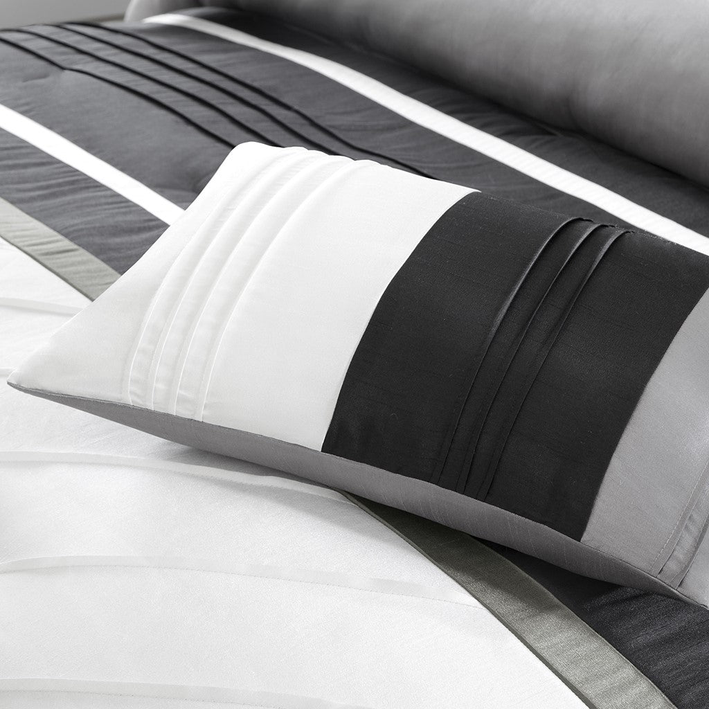 7 Piece Comforter Set Grey King King Grey Polyester