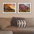 2 Piece Vignette Apple Picking Time, Sunflower Quilt Barn White Framed Wall Art For Living Room, Bedroom Wall Art Print For Home Decor By Billy Jacobs Multi Wood Paper