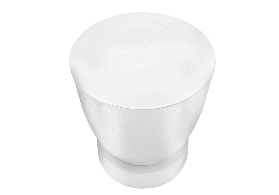 Accent Table, Drum, Side, End, Nightstand, Lamp, Living Room, Bedroom, White Metal, Contemporary, Modern White Metal