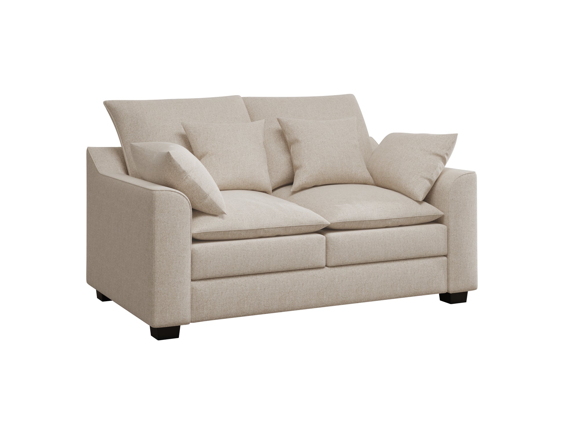 55" Loveseat Couch 2 Seater Sofa With Pillows Polyester Upholstery Down Filled Cushion Sofa For Living Room Apartment,Beige Beige Polyester Wood Primary Living Space Soft Cushion Back Foam Polyester 2 Seat