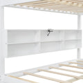 Queen Over Queen Bunk Bed With Storage Cabinets And Usb Ports, White Expected Arrival Time: 10.26 White Solid Wood Mdf