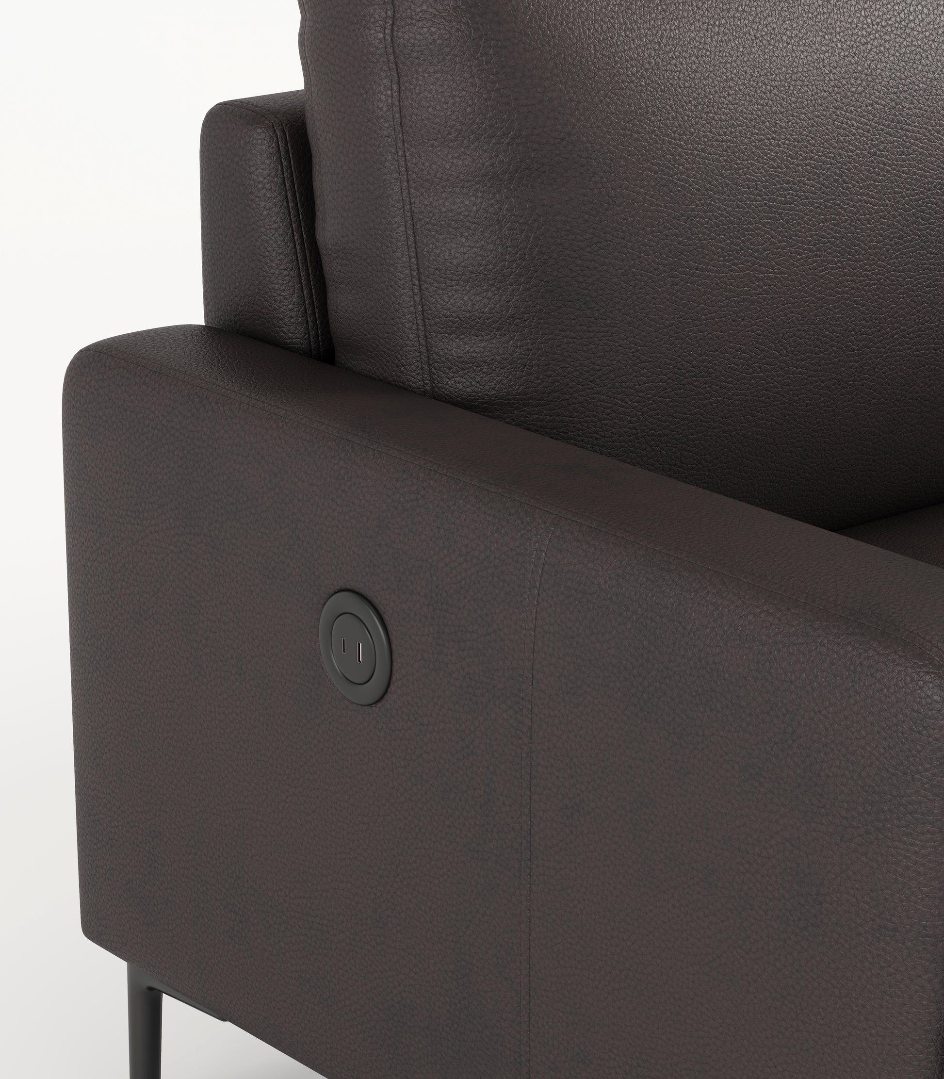 77" Brown Luxury Genuine Leather Match Contemporary Sofa With Usb Charger,3 Seats Comfy Coach For Living Room Home Office Dark Brown Wood Primary Living Space American Design Foam Genuine Leather 3 Seat