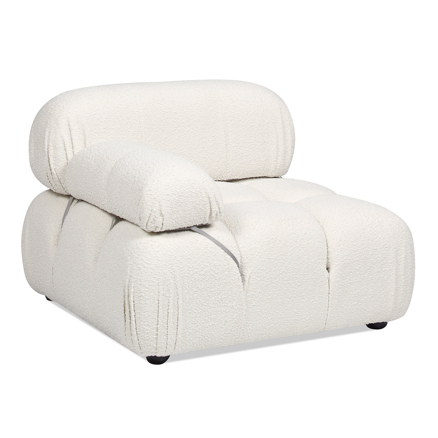 Marcel 36" Bubble Modular Modern Lounge Arm Chair, Ivory White Boucle White Foam Boucle