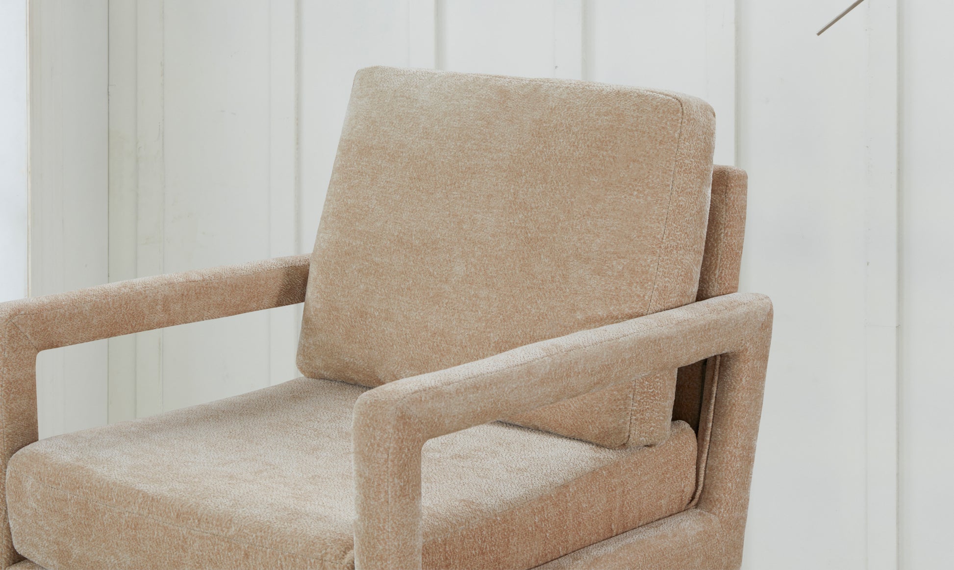 Mid Century Armchairaccent Chair With Chenille Armrest & Soft Cushion For Living Room, Bedroom, Home Office, Study, Beige Beige Foam Wood Fabric