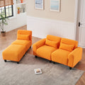 The 84.6 Inch Orange Teddy Fleece Creative Sofa Can Be Assembled Into A Two Seater Sofa With A Single Couch With Three Waist Pillows To Perfectly Stretch Your Waist For Small Apartment Bedroom Spaces Orange Polyester Blend 4 Seat