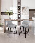 Counter Height Swivel Bar Stools Set Of 2, 360 Swivel Upholstered Barstools With Back And Metal Legs, 25.6