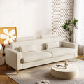 Fx P15 Wb Sofa Elegant White Imitation Wool Circle Fabric Sofa With Adjustable Headrests Contemporary 3 Seat Couch With Gold Legs, Perfect For Living Room And Office Decor Temu Suitable White Velvet 3 Seat