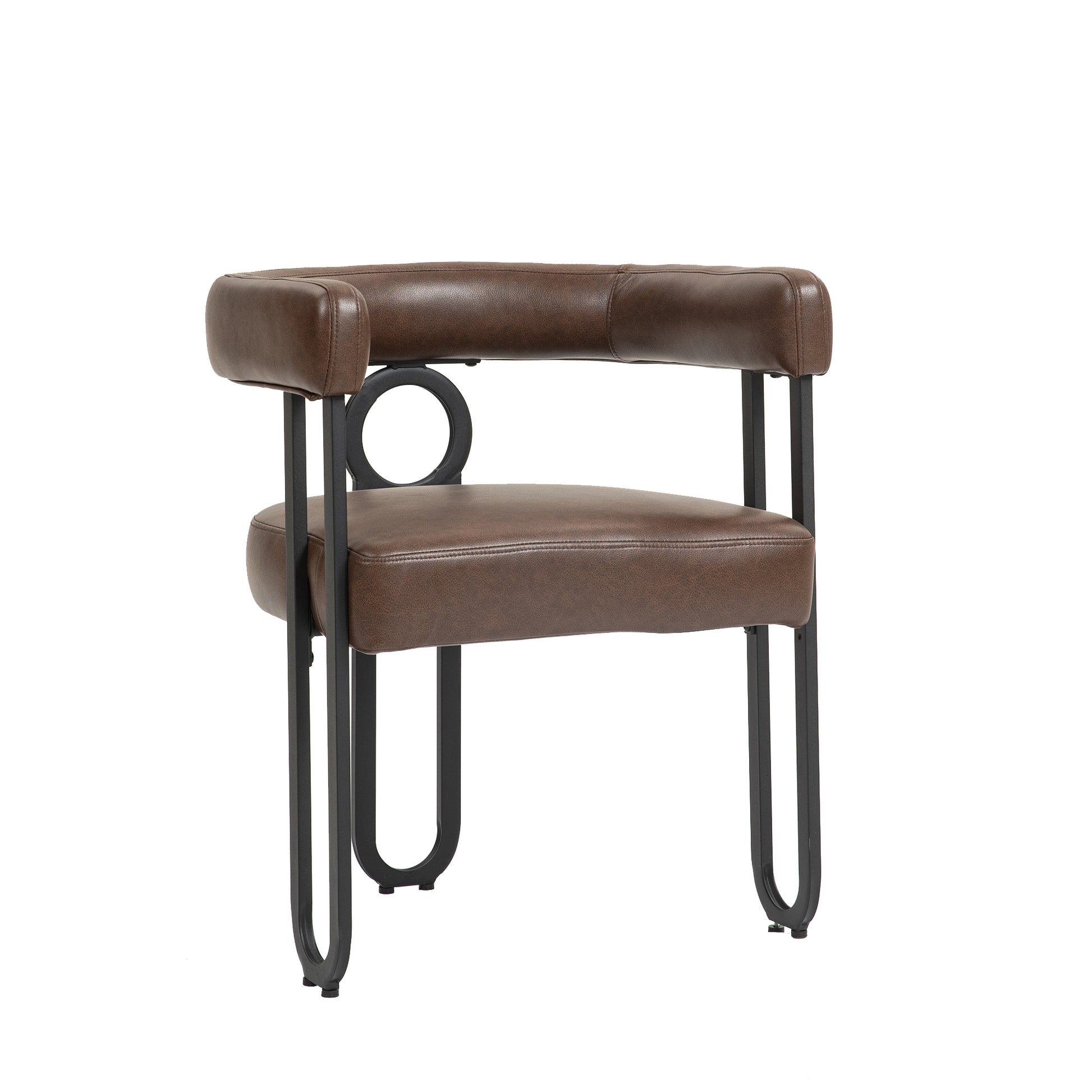 Coolmore Contemporary Designed Pu Fabric Upholstered Accent Dining Chair Barrel Side Chairs Kitchen Armchair For Living Room Set Of 2 Dark Brown Pu Dark Brown Dining Room Foam Pu Leather