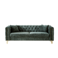 82 Inch Chenille Pull Buckle Design Sofa For Living Room,Buttons Tufted With Copper Nail Decoration Armrest, Modern Couch Upholstered Button And Metal Legs Green Foam Chenille 3 Seat