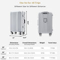 1Pc 20In Aluminum Frame Luggage With Usb Port, Vacation Carry On Suitcase With Spinner Wheels And Tsa Lock, Travel Trolley Case For Short Business Trips, Beach Holidays, Gray Silver Silver Abs Pc