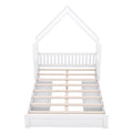 Wood Queen Size House Platform Bed With Guardrail And 2 Drawers, White Box Spring Not Required Queen White Wood Bedroom Bed Frame Solid Wood Mdf