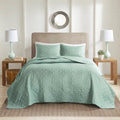 3 Piece Reversible Bedspread Set Seafoam King Cal King King Green Microfiber
