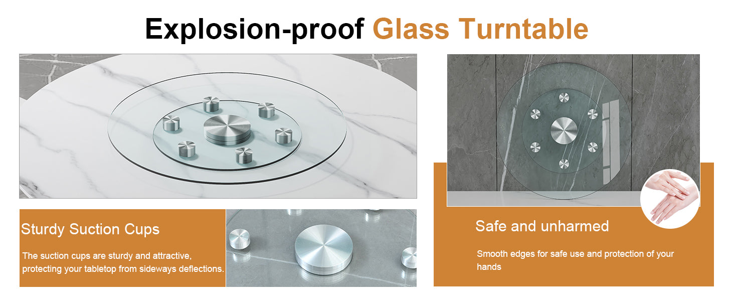 Double Layer Rotatable Round Glass.The Rotatable Design Makes It More Convenient To Retrieve And Place Items.The Upper Glass Has A Diameter Of 24 Inches, While The Lower Glass15 Inches. Transparent Glass