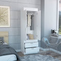 Lisboa Armoire, Rod, Double Door, Two Drawers, Metal Handles White White Bedroom Modern Particle Board
