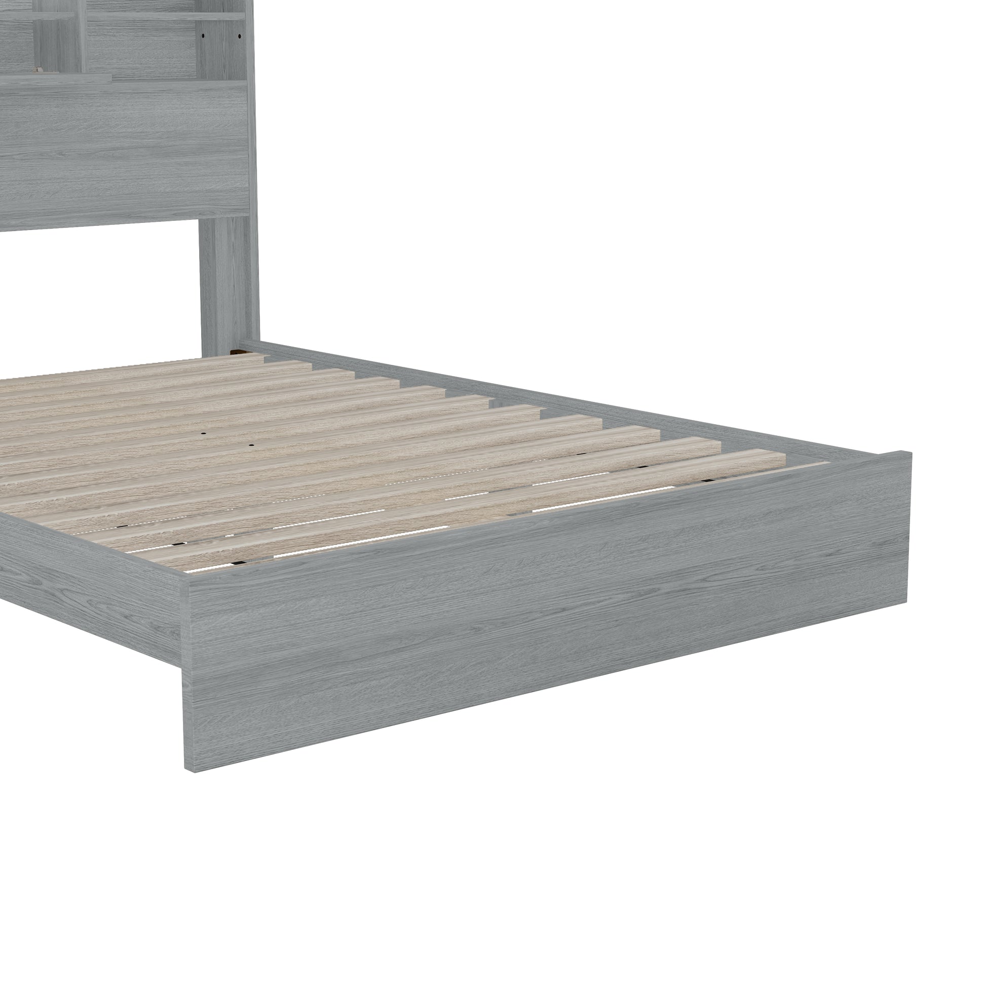 4 Pieces Bedroom Sets Queen Size Vintage Wooden Bed Frame With 2 Nightstands And 1 Dresser,Light Gray Box Spring Not Required Queen Light Gray 4 Piece Set American Traditional Solid Wood Mdf
