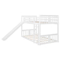Twin Over Twin Bunk Bed With Slide And Ladder, White Old Sku:Lt000108Aak Twin White Plywood