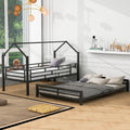 Metal House Bunk Bed, Twin Over Full, Black Full Black Metal