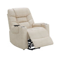 Nairi Ivory Leather Aire Power Motion Recliner With Lift, Heating & Massage Function Ivory Faux Leather