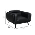 41 Inch Tuxedo Style Accent Chair, Double Track Arms, Black Faux Leather Black Wood