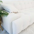 Brampton Mid Century 90 Inch Cream Velvet Sofa Cream,White Nature Velvet Wood Primary Living Space Medium Firm Tufted Back Mid Century Modern Foam Solid Wood,Velvet 3 Seat