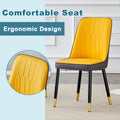 Table And Chair Set.This Modern Dining Table With Mdf Marbled Design Gives You A Luxurious And Elegant Feel.Paired With Multiple Chairs With Pu Artificial Leather Backrest Cushions And Black Legs. Yellow Black Seats 4 Mdf