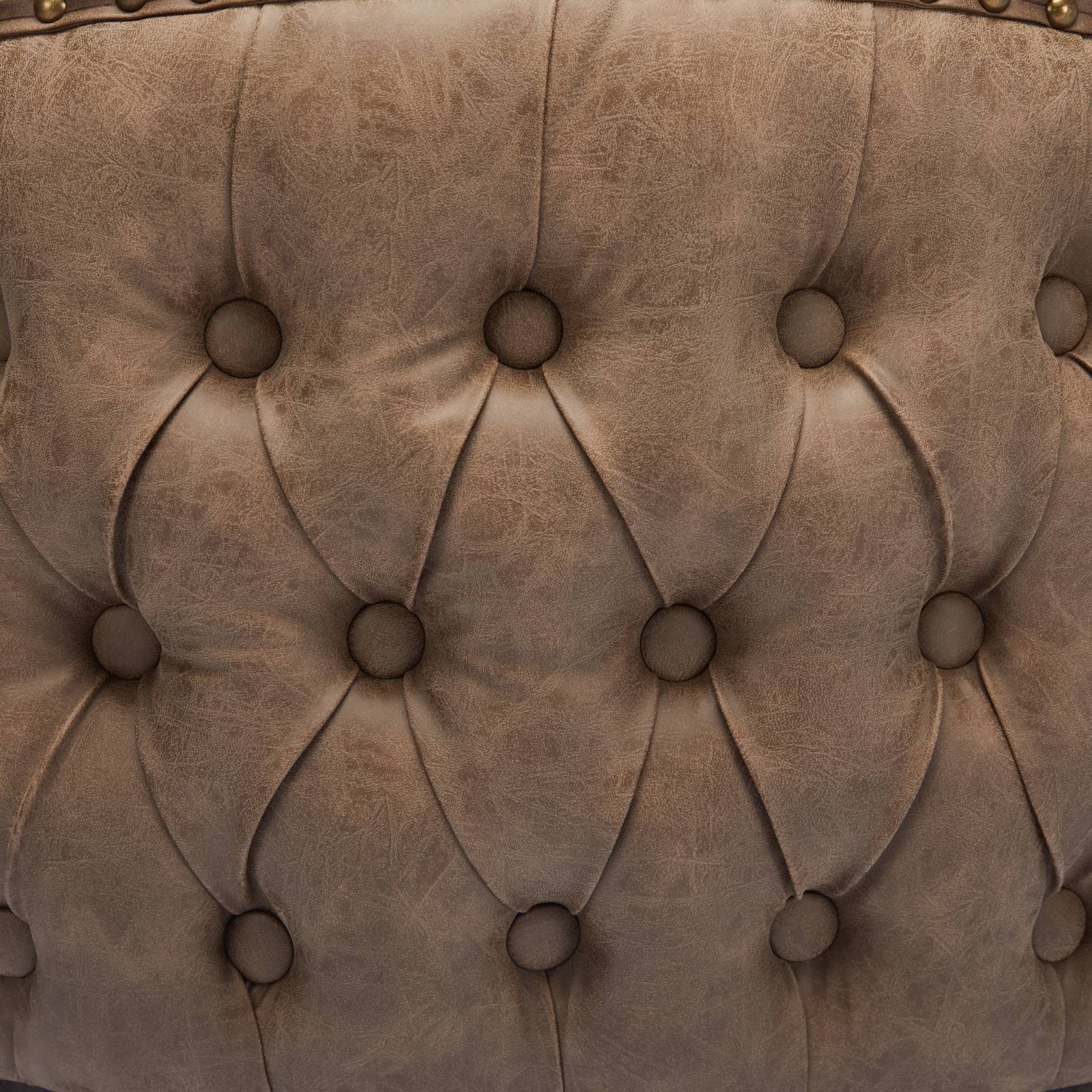 Hand Pulled Buckle Decoration Pu Dining Chair,Accent Leisure Chair, Mid Century Modern Arm Chair With Solid Wood Armrests And Legs, 1 Seat Cushioned Sofa For Living Room Bedroom,Brown Color,Sw1865Br Brown American Design Rubberwood Foam Pu