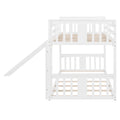 Twin Over Twin Bunk Bed With Slide And Ladder, White Old Sku:Lt000108Aak Twin White Plywood