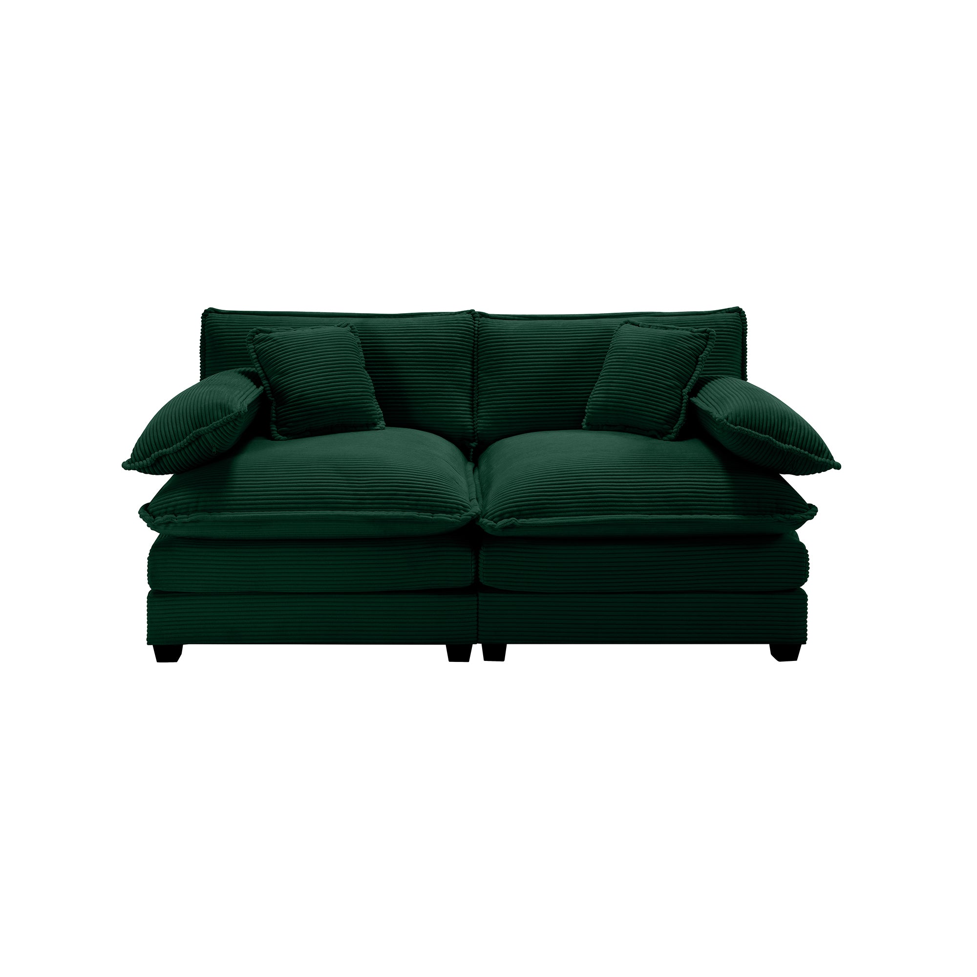 Armless Deep Seating 2 Seater Corduroy Sofa, Can Be Combined With Alternative Armrests And Single Armless Sofas ,Green Corduroy Fabric Green Corduroy 2 Seat