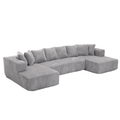 Arrived 131'' Modular Sectional Couch, U Shaped Sofachaise Lounge, Striped Fabric,Upholstered 4 Seater Couch For Living Room, Bedroom, Free Combination Sofa Corduroy , Gray Gray Polyester Primary Living Space Soft Modern Square Arms Foam Upholstered 4