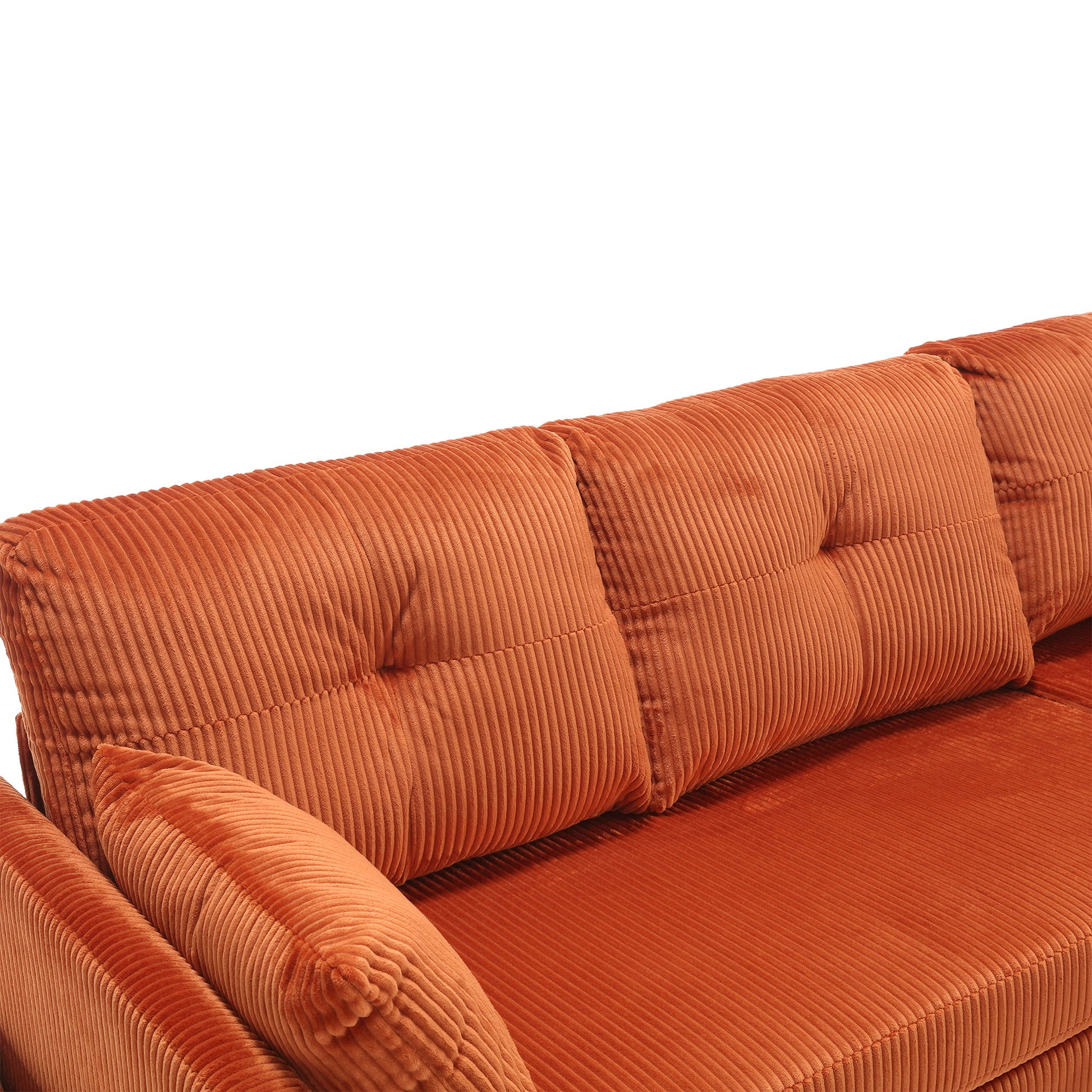 United We Win Furniture, Modular L Shaped Sofa, Modular Long Sofa With Reversible Chaise Lounge, Sofa Bed, Sleeper Sofa, Modular Sofa Combination With Storage Seats. Orange Velvet 3 Seat