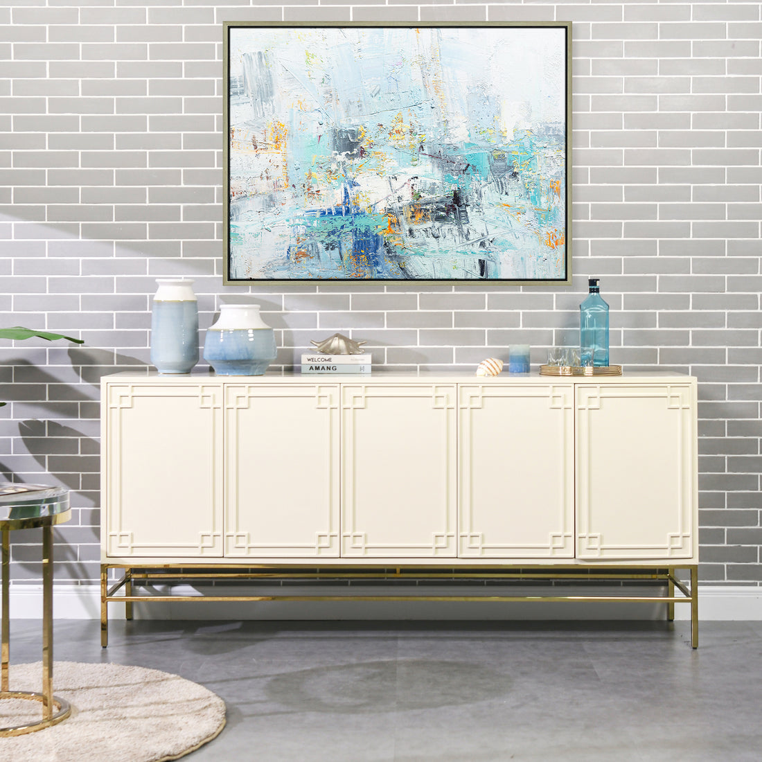 Gemini 79" Sideboard Storage Buffet, White Lacquer Birchwood White Solid Wood Mdf Solid Wood Mdf