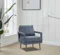 Mid Century Armchairaccent Chair With Chenille Armrest & Soft Cushion For Living Room, Bedroom, Home Office, Study, Dark Grayish Blue Blue Foam Wood Fabric