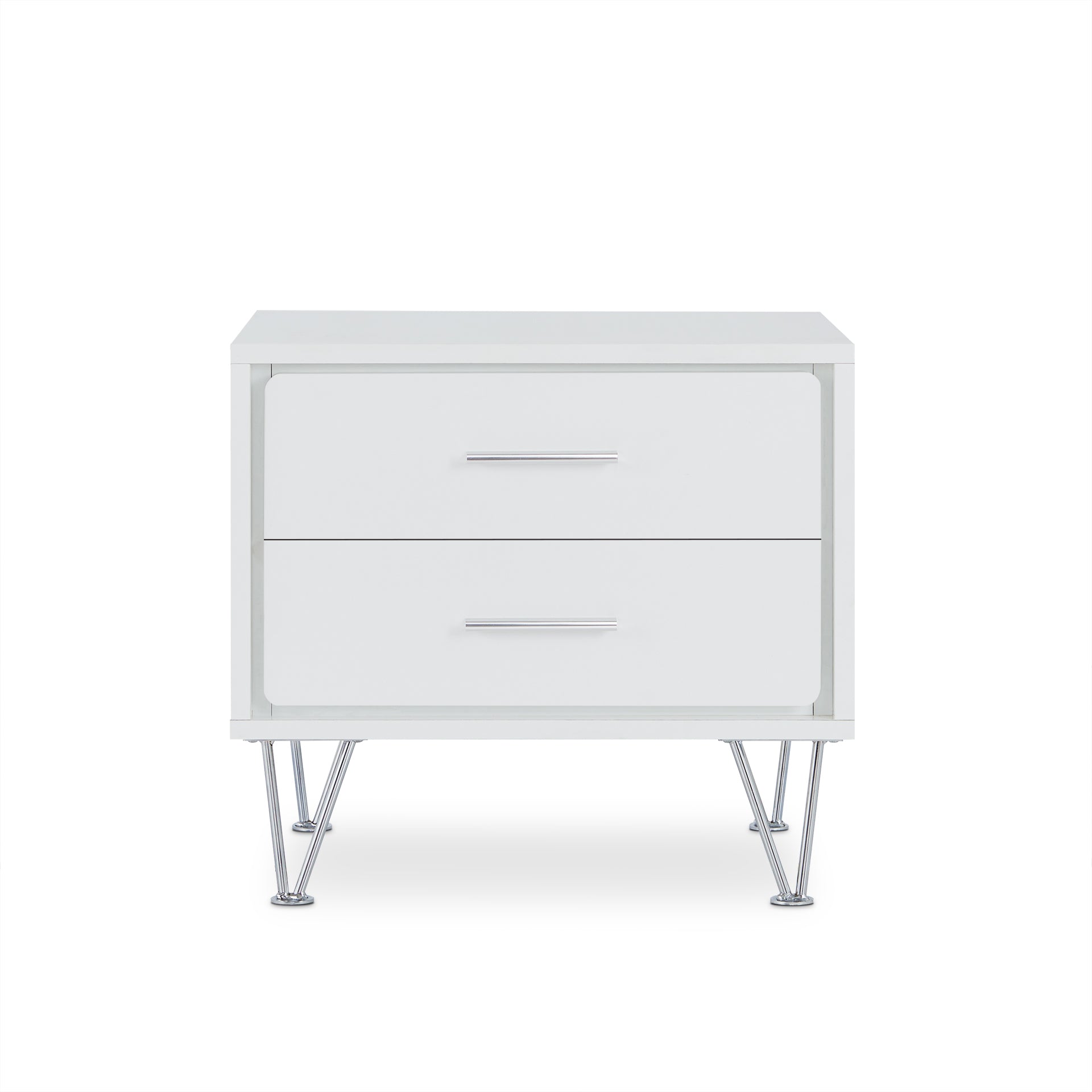 Deoss White Finish Accent Table White Mdf,Metal
