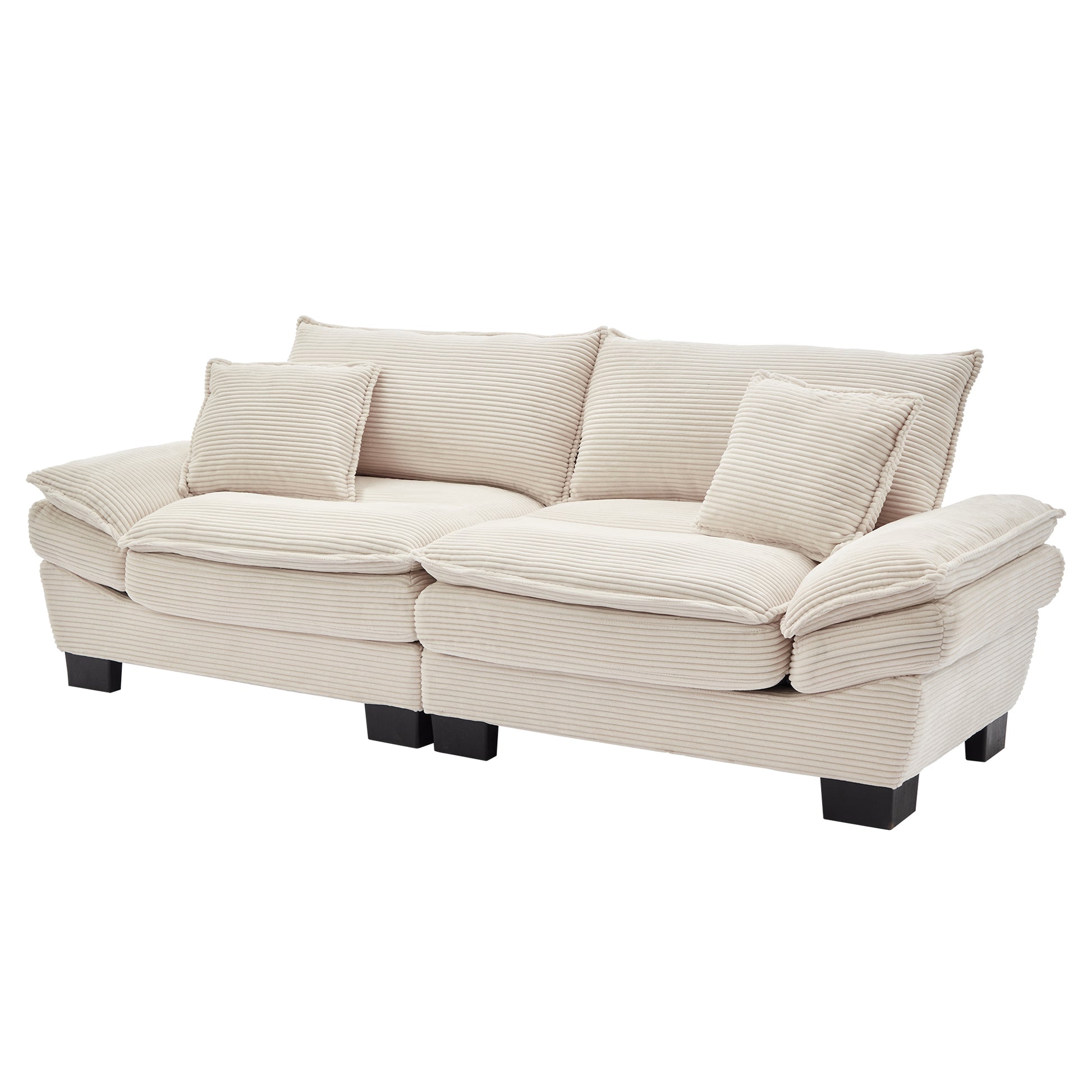 Corduroy Sofa Sleeper Couch Loveseat Sofa With Pillows Comfy Upholstered Deep Seat Sofa For Bedroom,Living Room,Apartment,Office,Dorm Beige Corduroy Beige Foam Upholstered 2 Seat