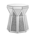 Drum Style Coffee Table With Mirror Crystal Inlay, Polygonal Silver Decorative Table, Modern Design Luxury Modern Furniture, 20 Inch About 50 Centimeters Low Coffee Table, Suitable For Living Room Silver Primary Living Space American Design Console