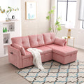 United We Win Furniture, Modular L Shaped Sofa, Modular Long Sofa With Reversible Chaise Lounge, Sofa Bed, Sleeper Sofa, Modular Sofa Combination With Storage Seats. Pink Velvet 3 Seat