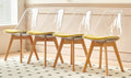Wood Leg And Transparent Back Chair,Set Of 4,Dining Chair,Coffee Chair Transparent Wood Plastic