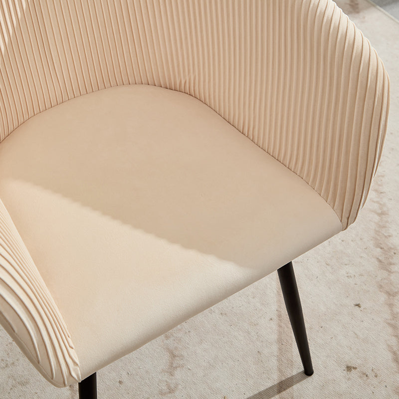 Ts Stripe Dinding Chair Creamy White Velvet