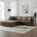 Modular Convertible U Shaped Sectional Sofa Couch With Storage Ottoman Corner Couch For Living Room, Adjustable Arms And Backs Brown Brown Polyester 4 Seat