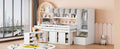Full Size Wooden Loft Bed Big Storage With Under Bed Desk, With Drawers, With Shelves, White Full White Plywood