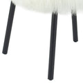 Ada 24 Inch Dining Chair, Cane Rattan Back, Fur Seat, Set Of 2, Black Black White Wood