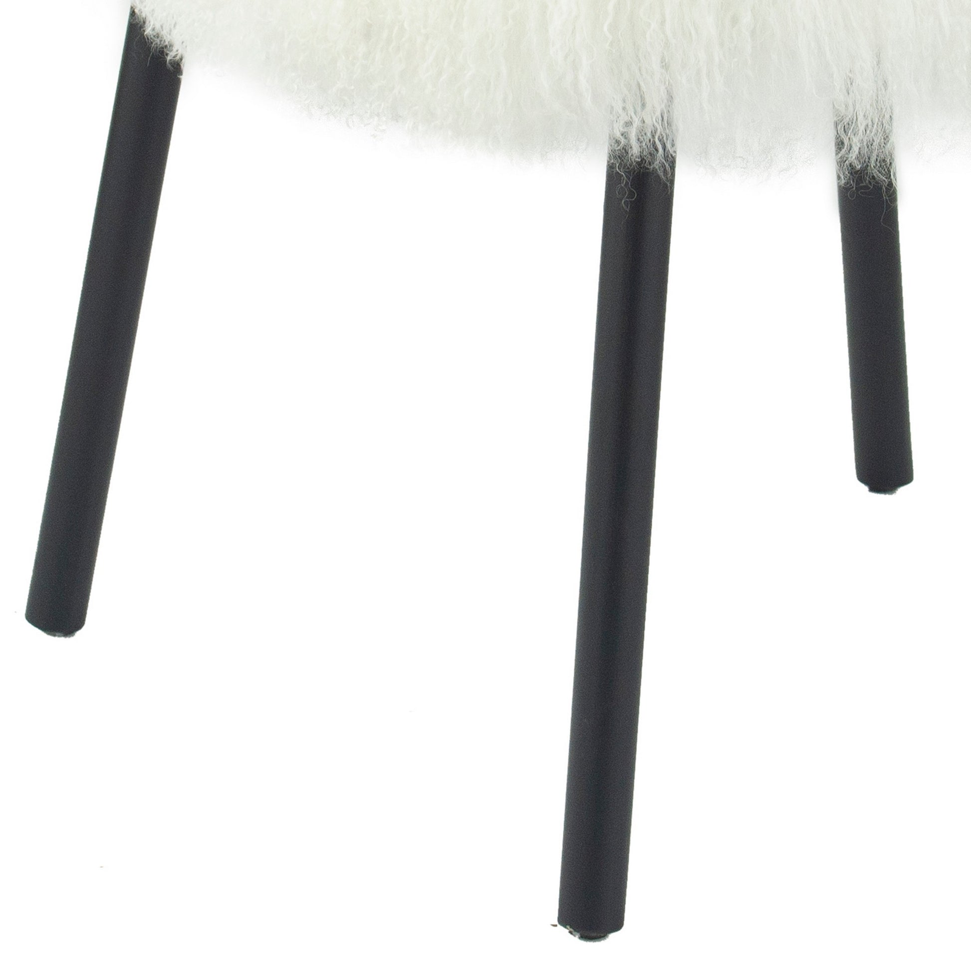 Ada 24 Inch Dining Chair, Cane Rattan Back, Fur Seat, Set Of 2, Black Black White Wood