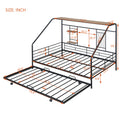 Full Size Metal House Bed With Trundle, Black Full Black Metal