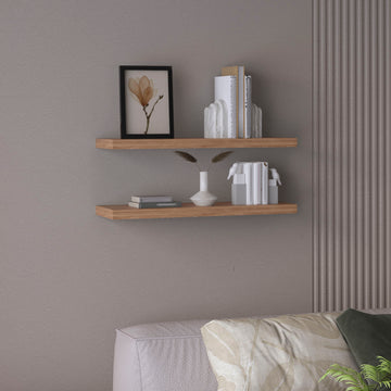 Ecco 31.5" Wide Floating Shelves Set Of 2, Shelves For Wall Decor For Bedroom, Bathroom Storage Shelves, Book Shelves For Living Room 2 Or Less Light Brown Horizontal Primary Living Space Closed