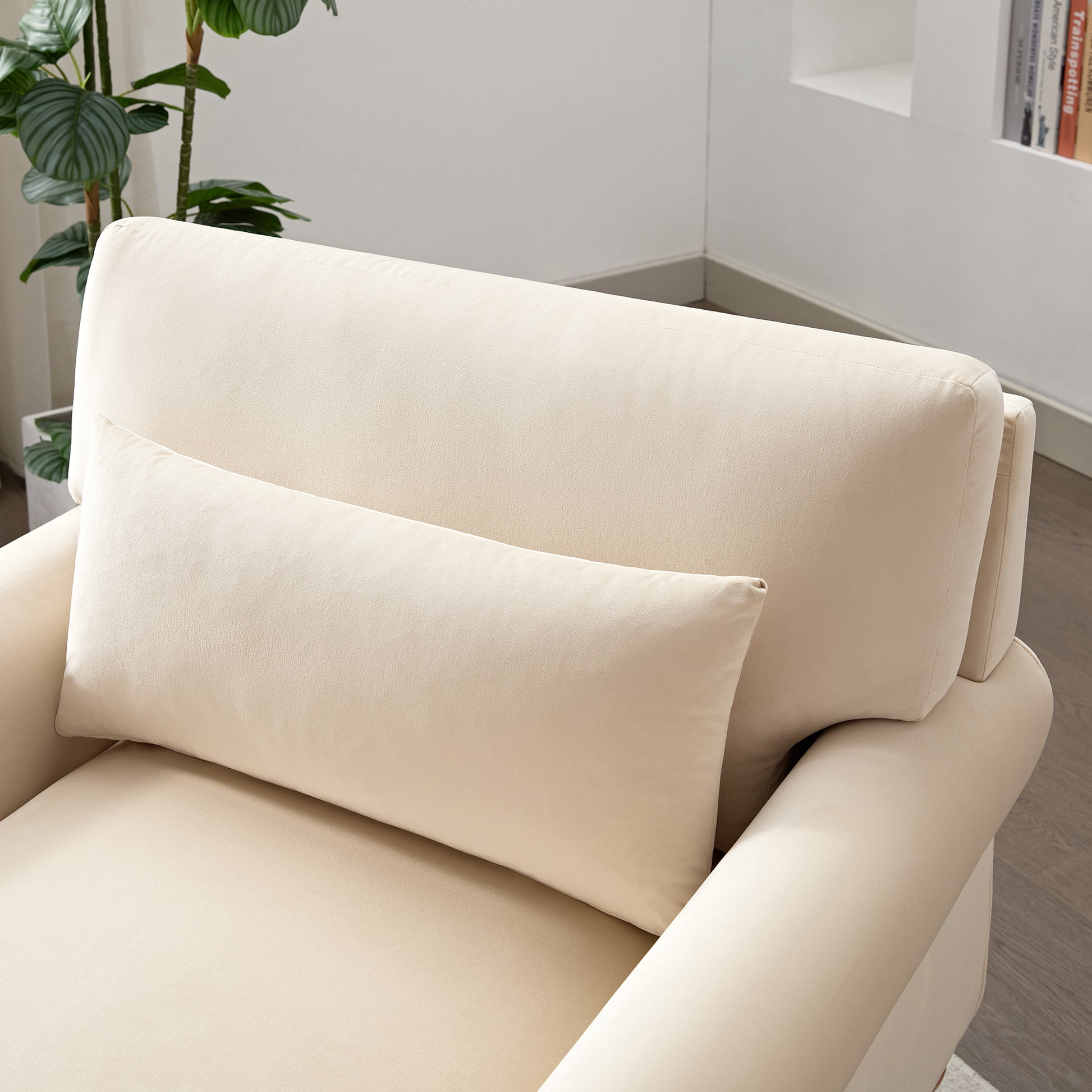 Mirod Elegant Circular Armrests, Ergonomic Lumbar Support, Vintage Roman Column Legs, Luxurious Large Size, Enhances Living Room Aesthetics, For Living Room,Bedroom And Study Beige Velvet