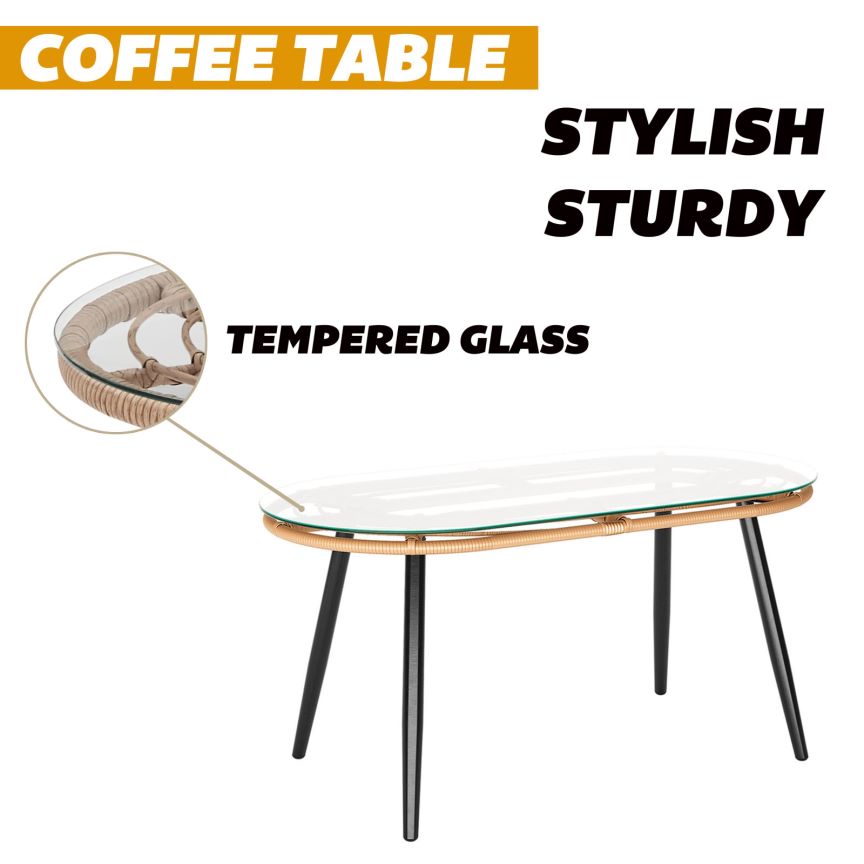 Belize 4 Piece Pe Natural Rattan Outdoor Grey Cushions Conversation Set, Large Grey Pe Rattan Iron