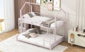 Metal House Bunk Bed, Twin Over Full, Pink Full Pink Metal