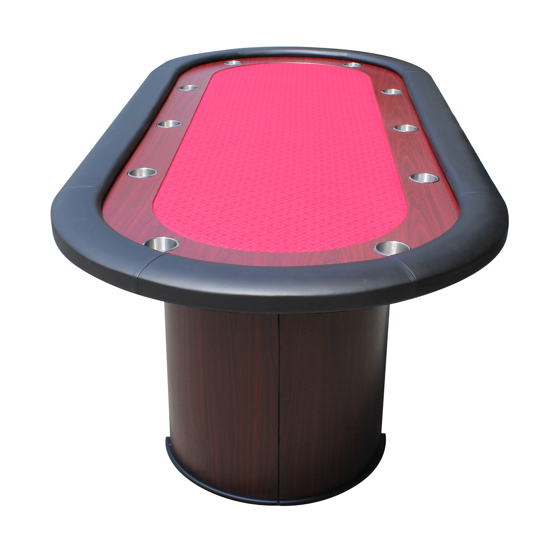 96" Poker Table For 10 Players With Speed Cloth Wooden Texture Racetrack Luna Legs Model 16365 Red Red Primary Living Space Modern Wood